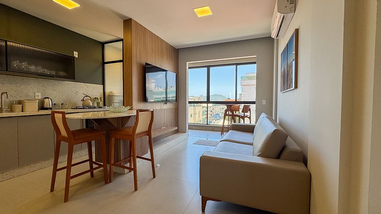 137 - Lindo apartamento com vista mar em Bombas